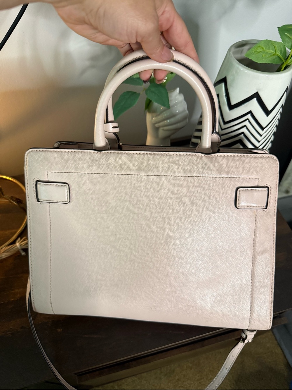 Michael Kors Blush Pink Leather Satchel with Gold MK Charm - Picture 2 of 8